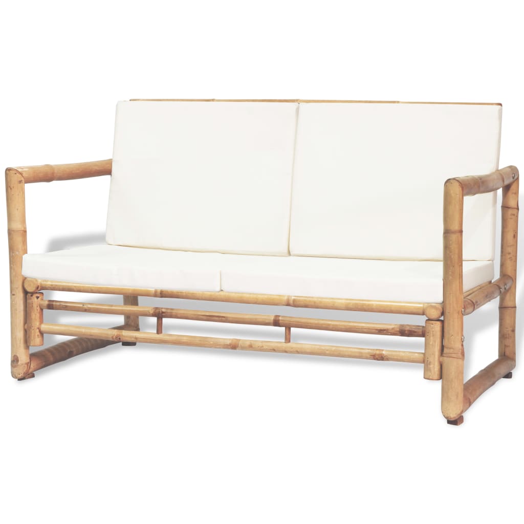 4 Piece Patio Lounge Set With Cushions Bamboo