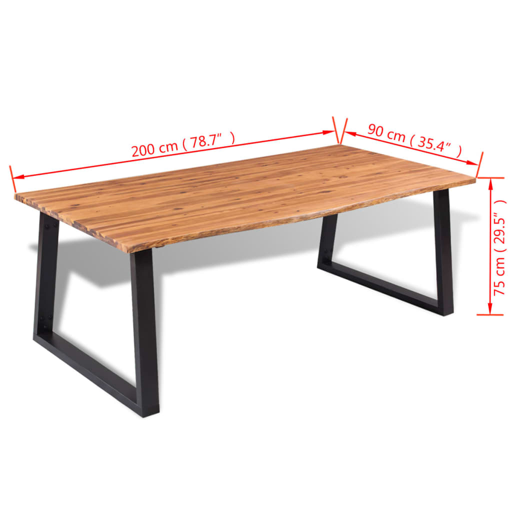 Dining Table Solid Acacia Wood 78.7&quot;X35.4&quot;