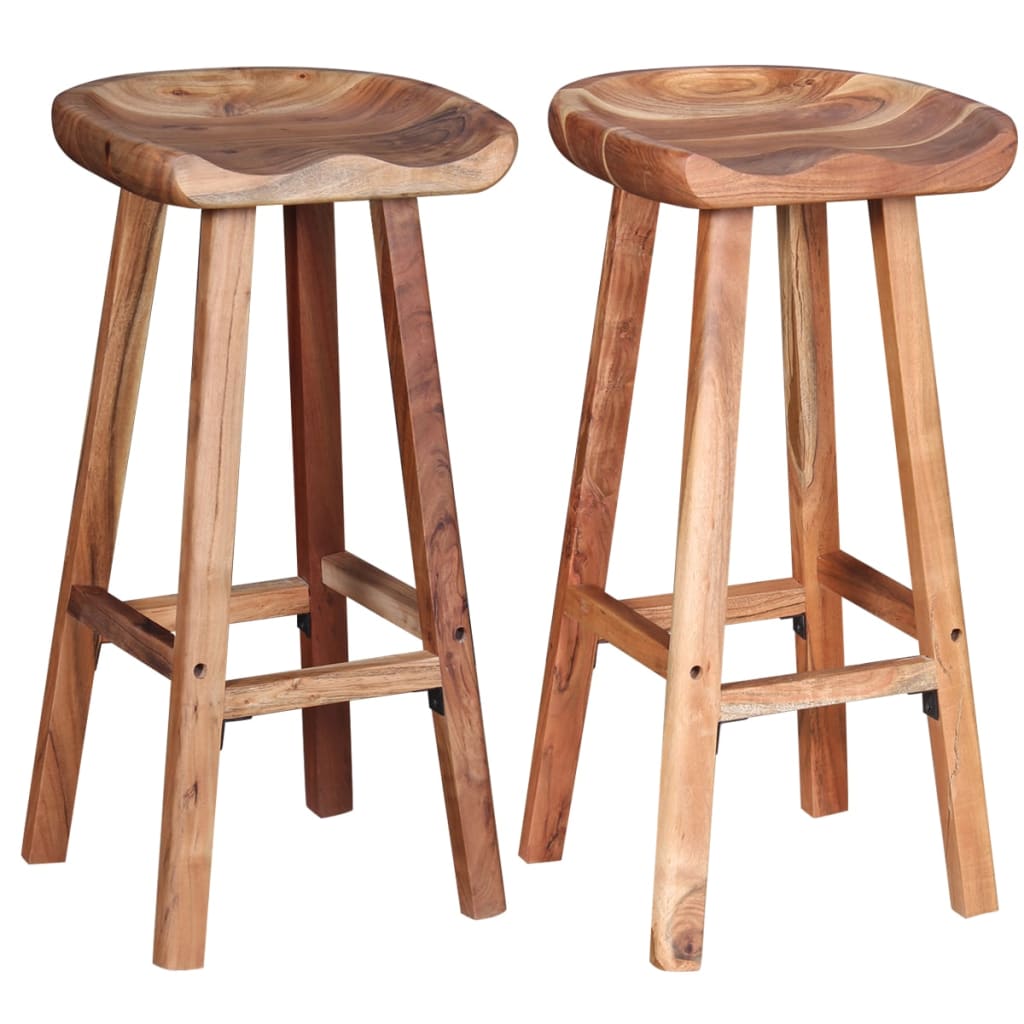 Bar Stools 2 Pcs Solid Acacia Wood