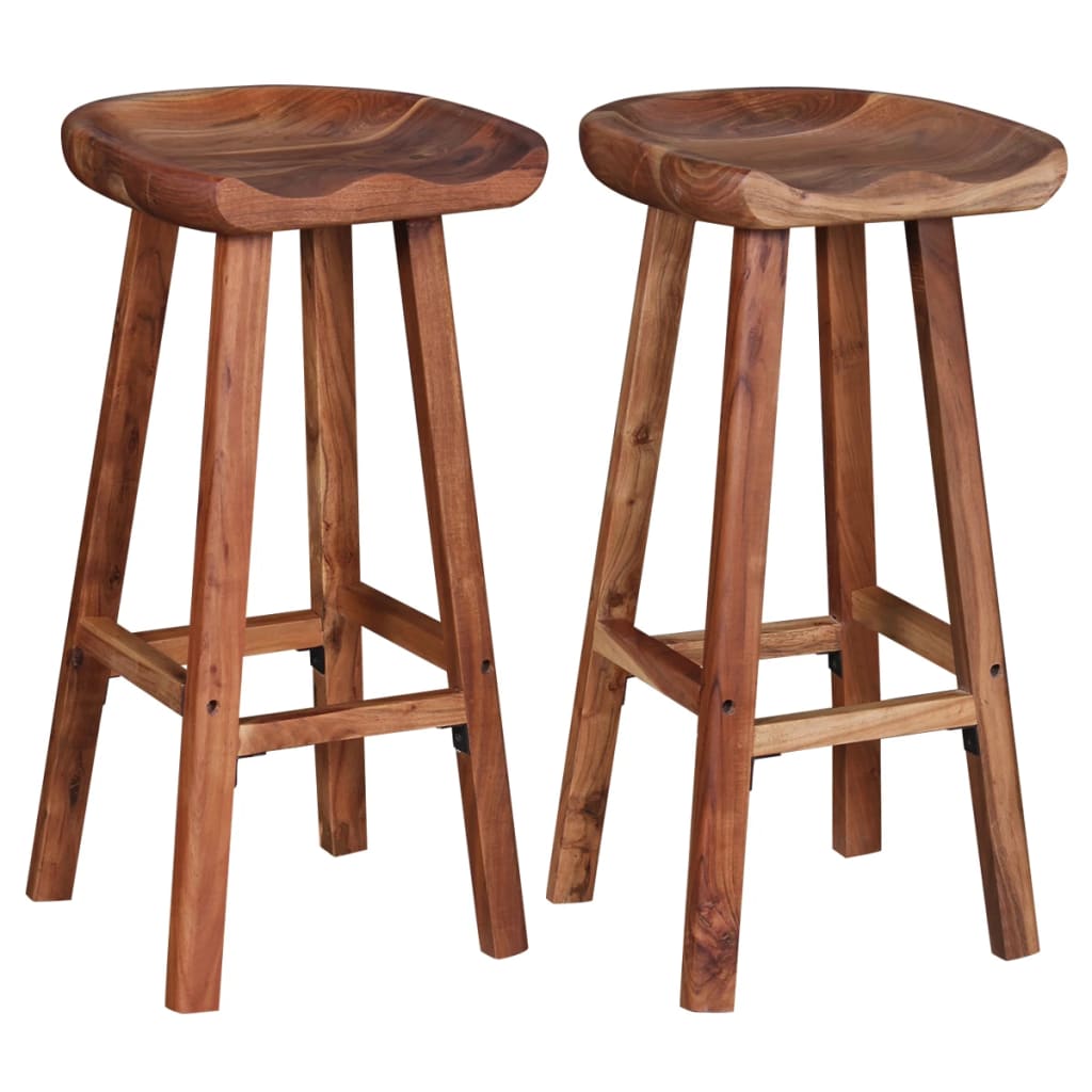 Bar Stools 2 Pcs Solid Acacia Wood