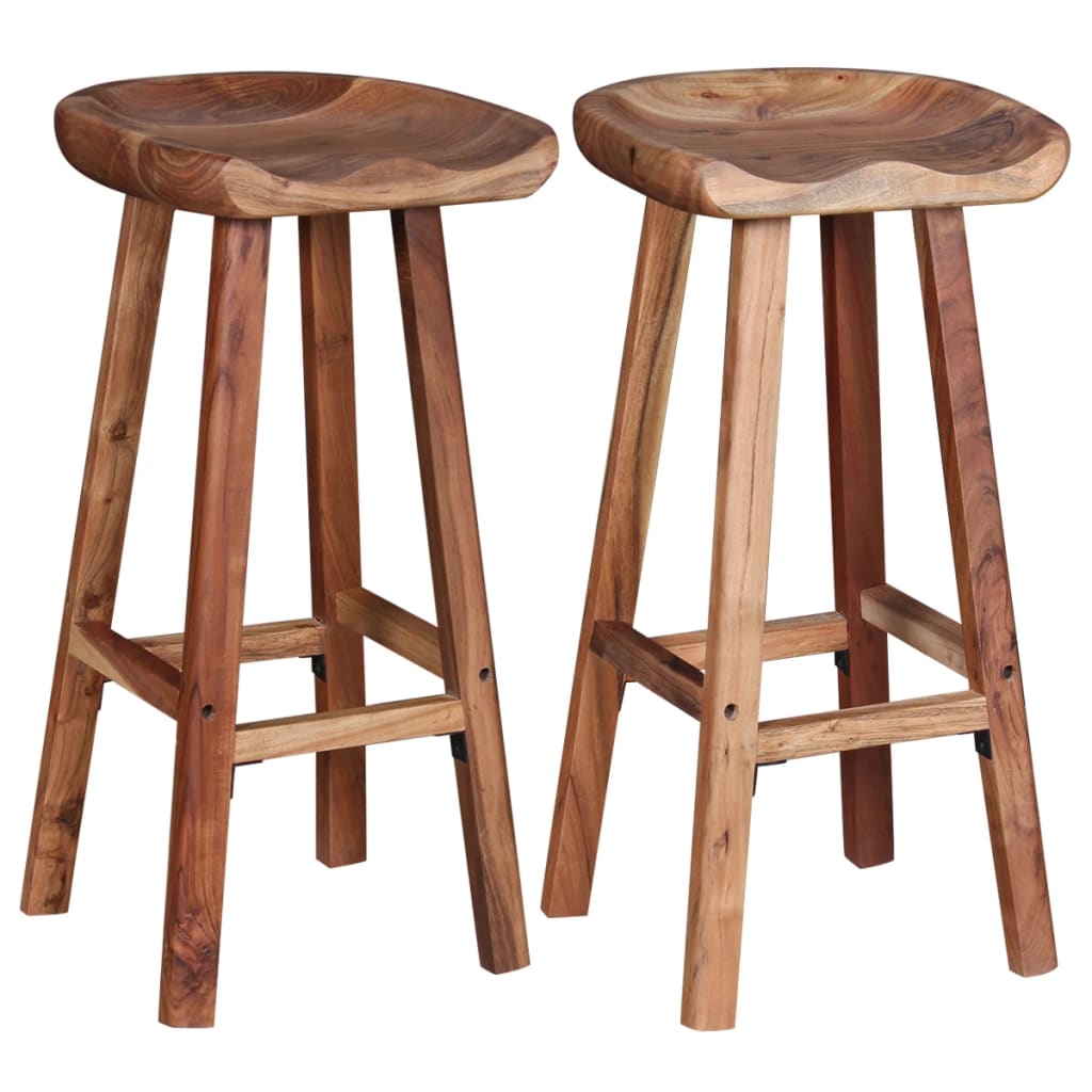 Bar Stools 2 Pcs Solid Acacia Wood