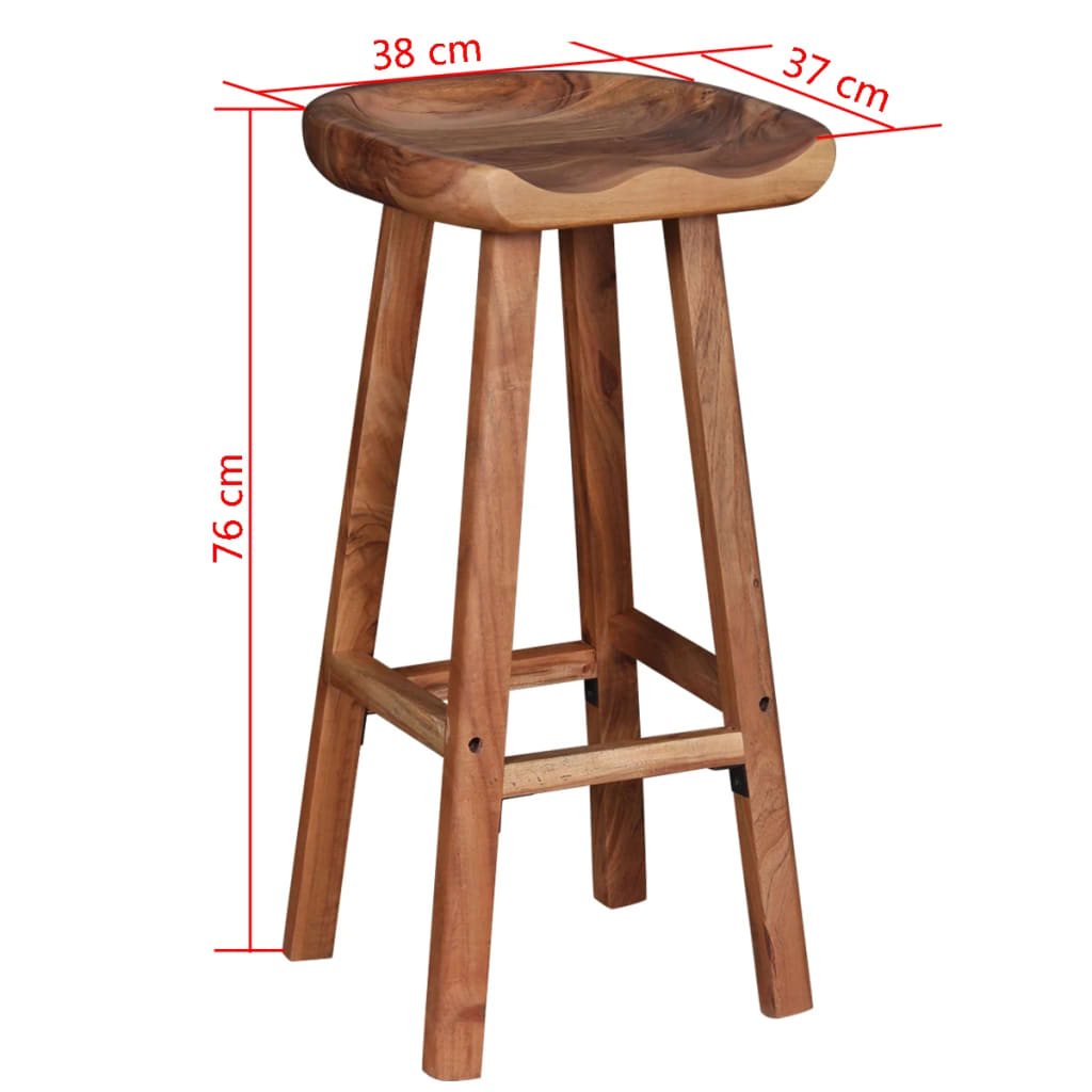 Bar Stools 2 Pcs Solid Acacia Wood