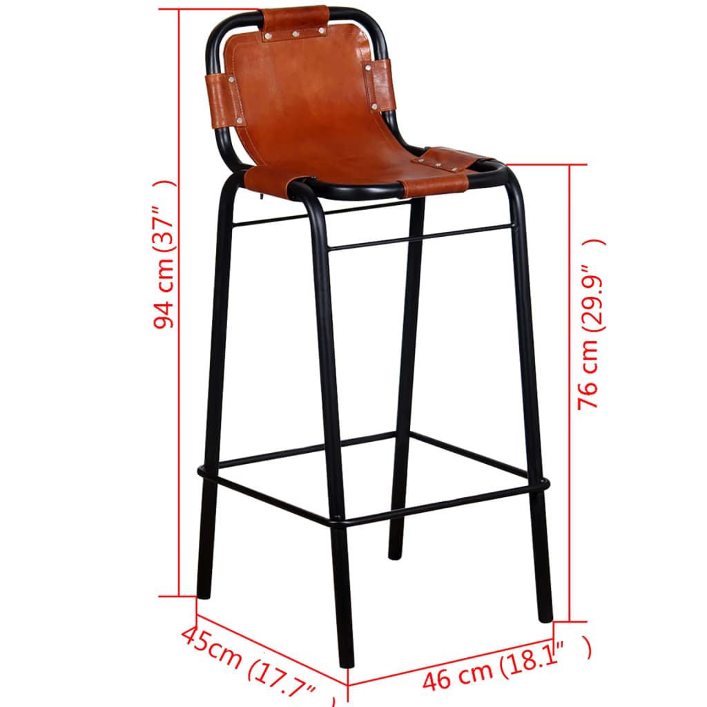 Bar Stools 2 Pcs Real Leather