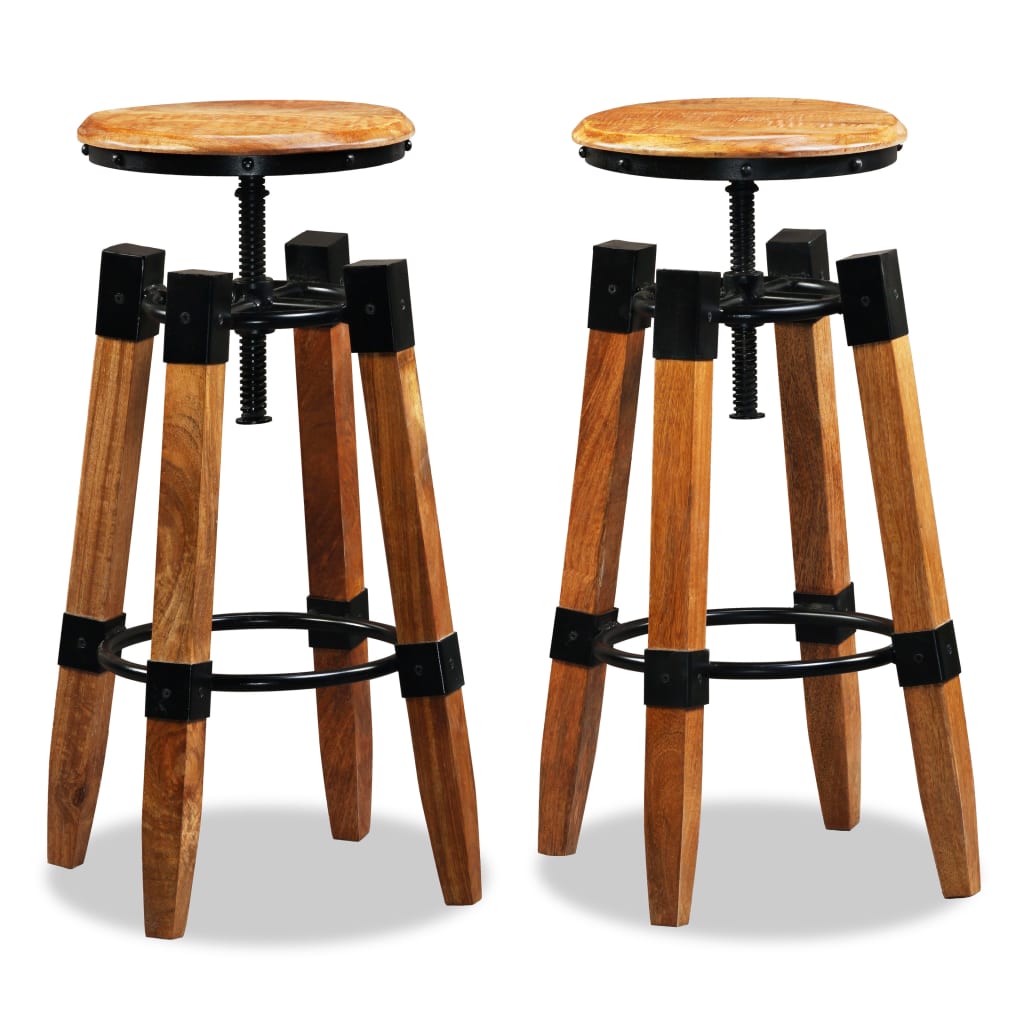 Bar Stools 2 Pcs Solid Mango Wood