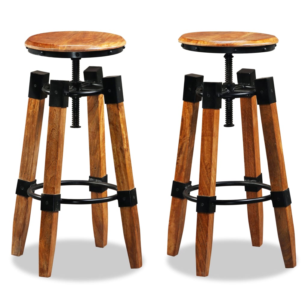 Bar Stools 2 Pcs Solid Mango Wood