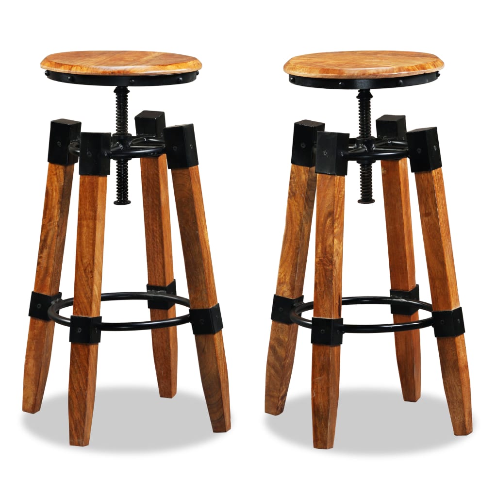 Bar Stools 2 Pcs Solid Mango Wood