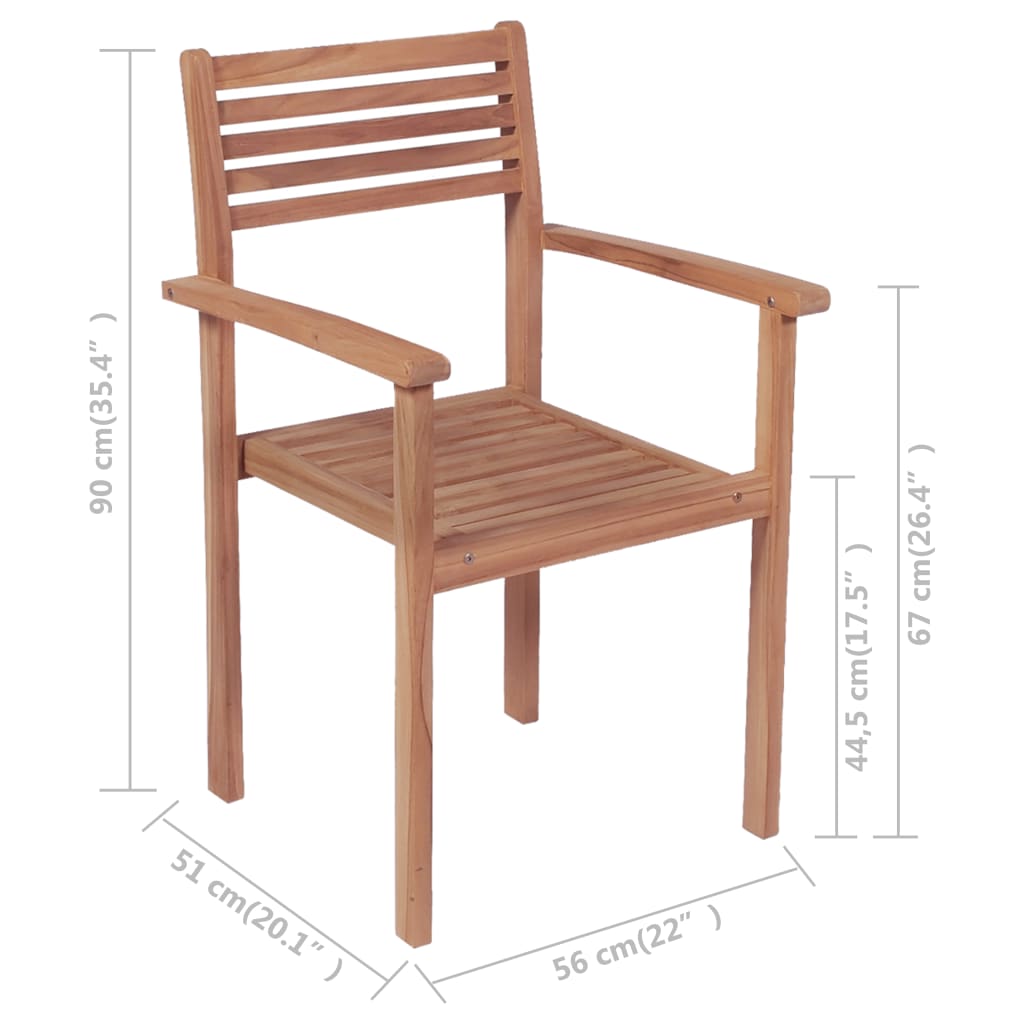 Stackable Patio Chairs 2 Pcs Solid Teak Wood