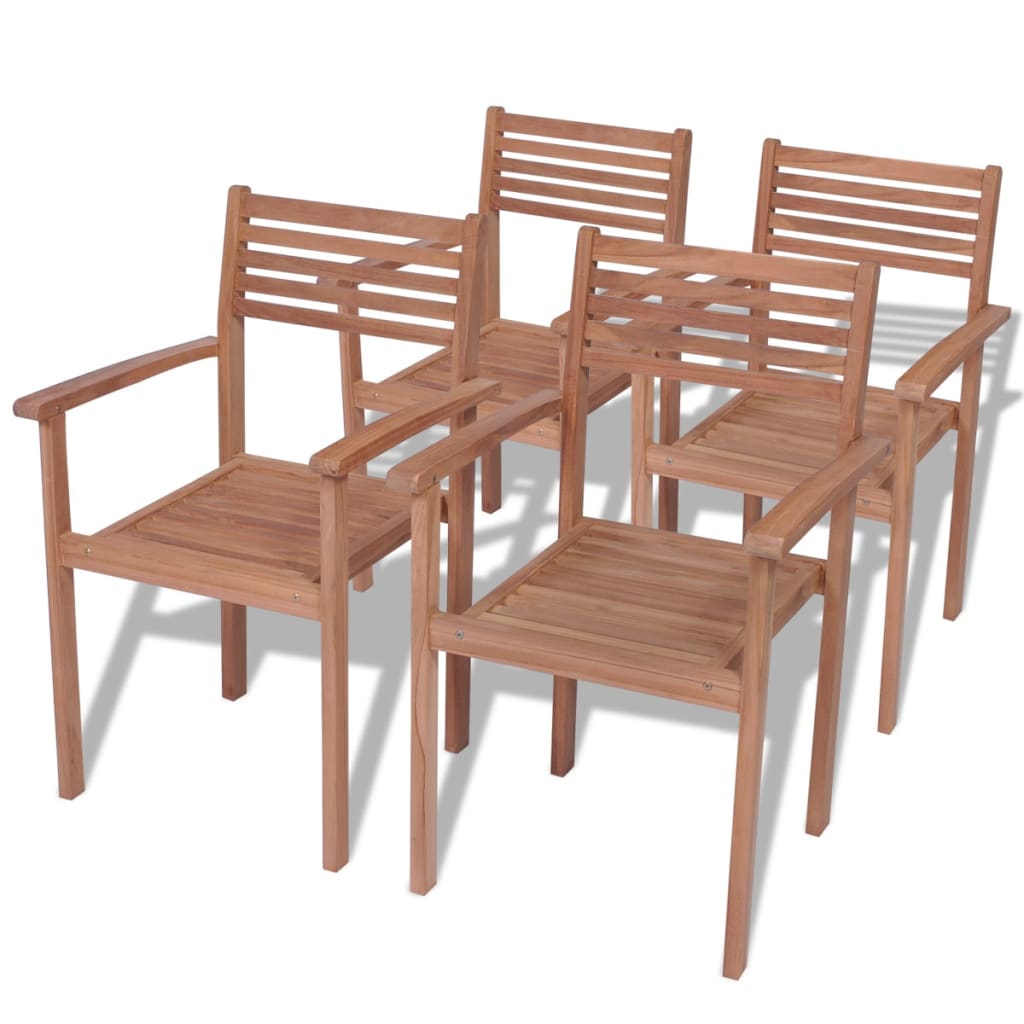 Stackable Patio Chairs 2 Pcs Solid Teak Wood