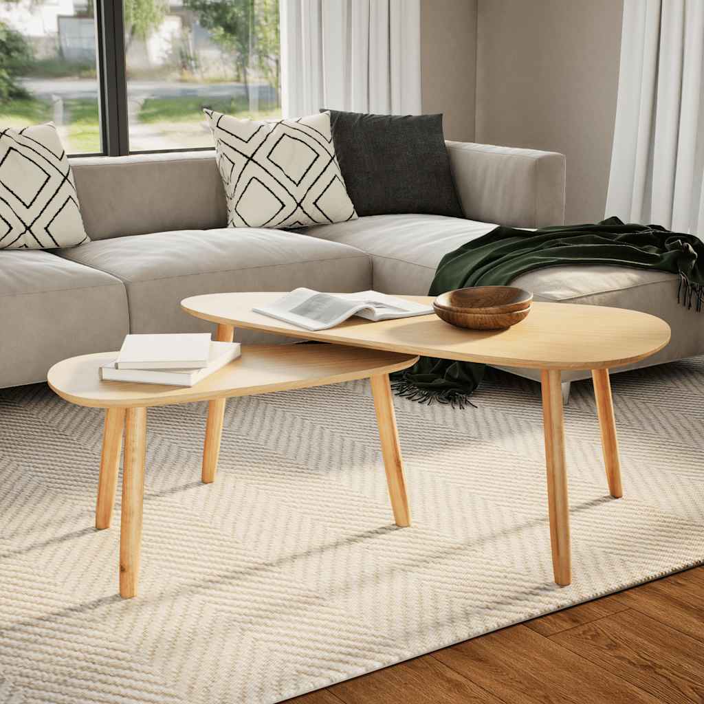 Coffee Table Set 2 Pieces Solid Pinewood