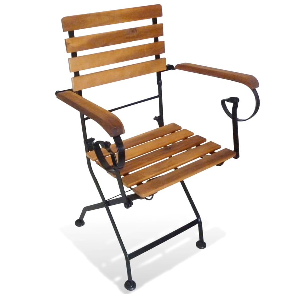 Folding Patio Chairs 2 Pcs Steel And Solid Wood Acacia