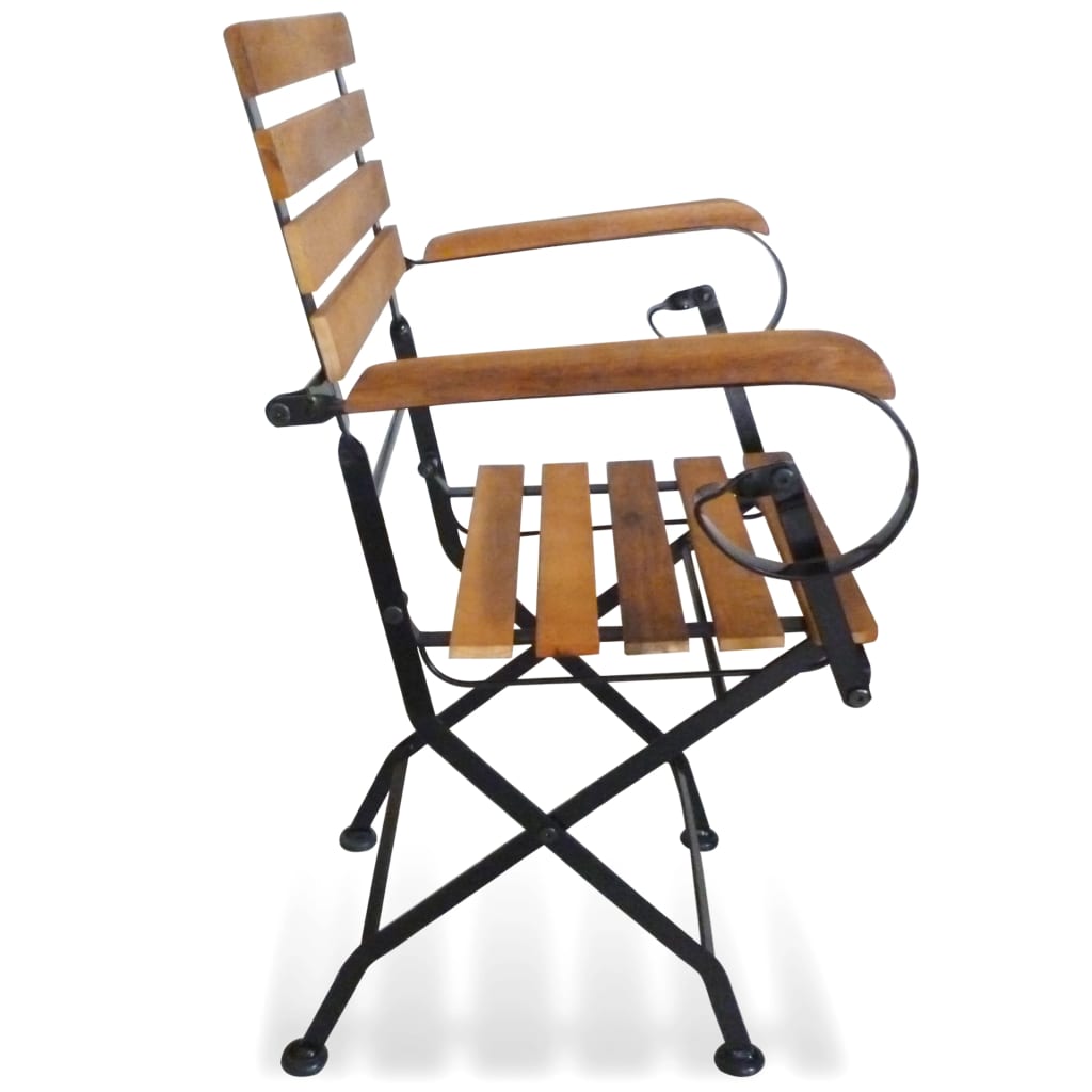 Folding Patio Chairs 2 Pcs Steel And Solid Wood Acacia