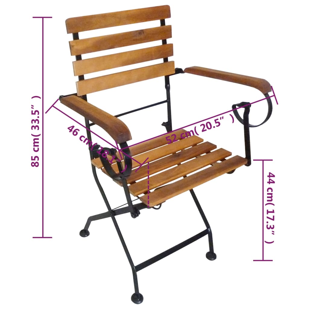 Folding Patio Chairs 2 Pcs Steel And Solid Wood Acacia