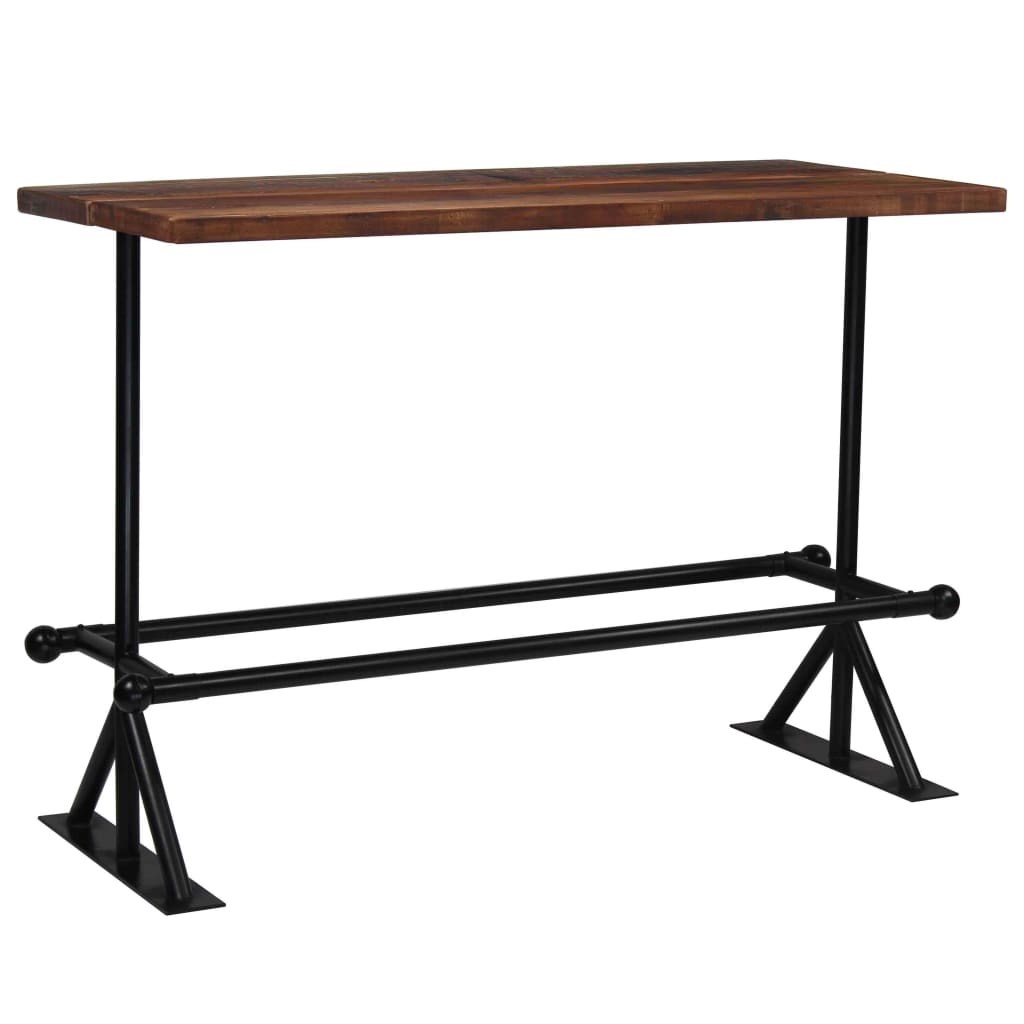 Bar Table Solid Reclaimed Wood Dark Brown