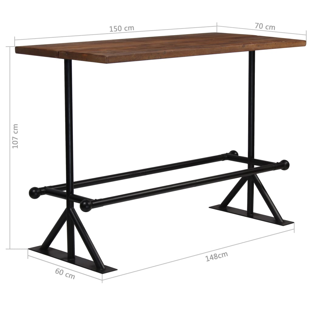 Bar Table Solid Reclaimed Wood Dark Brown