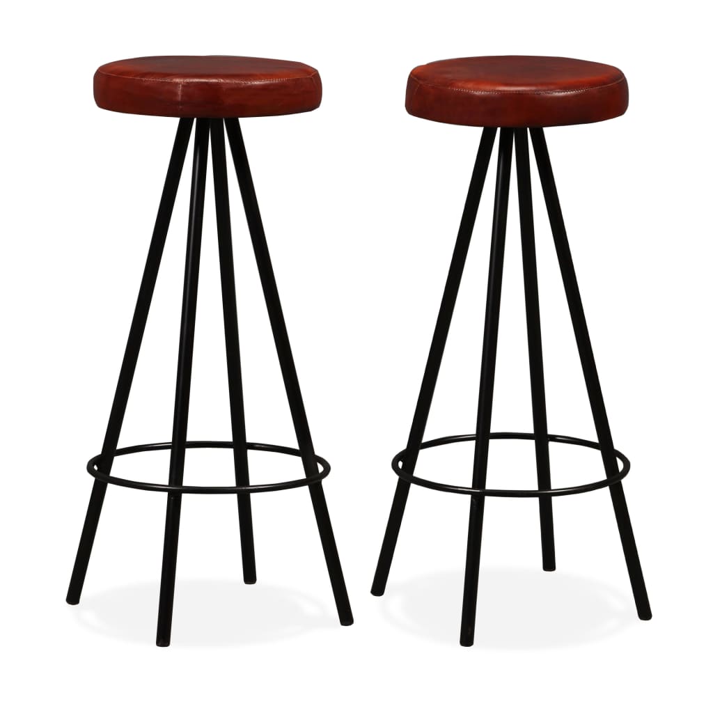 Bar Stools 2 Pcs Real Leather