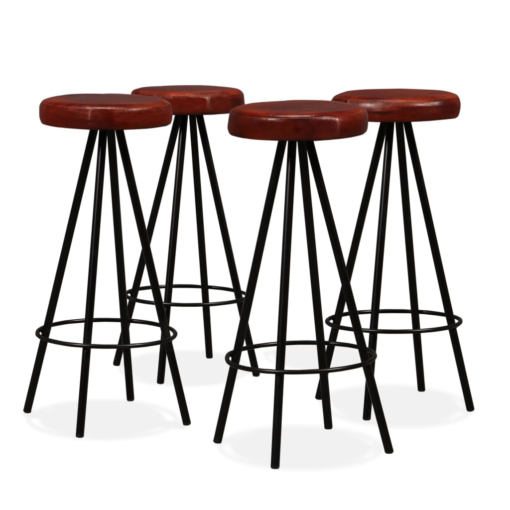 Bar Stools 2 Pcs Real Leather