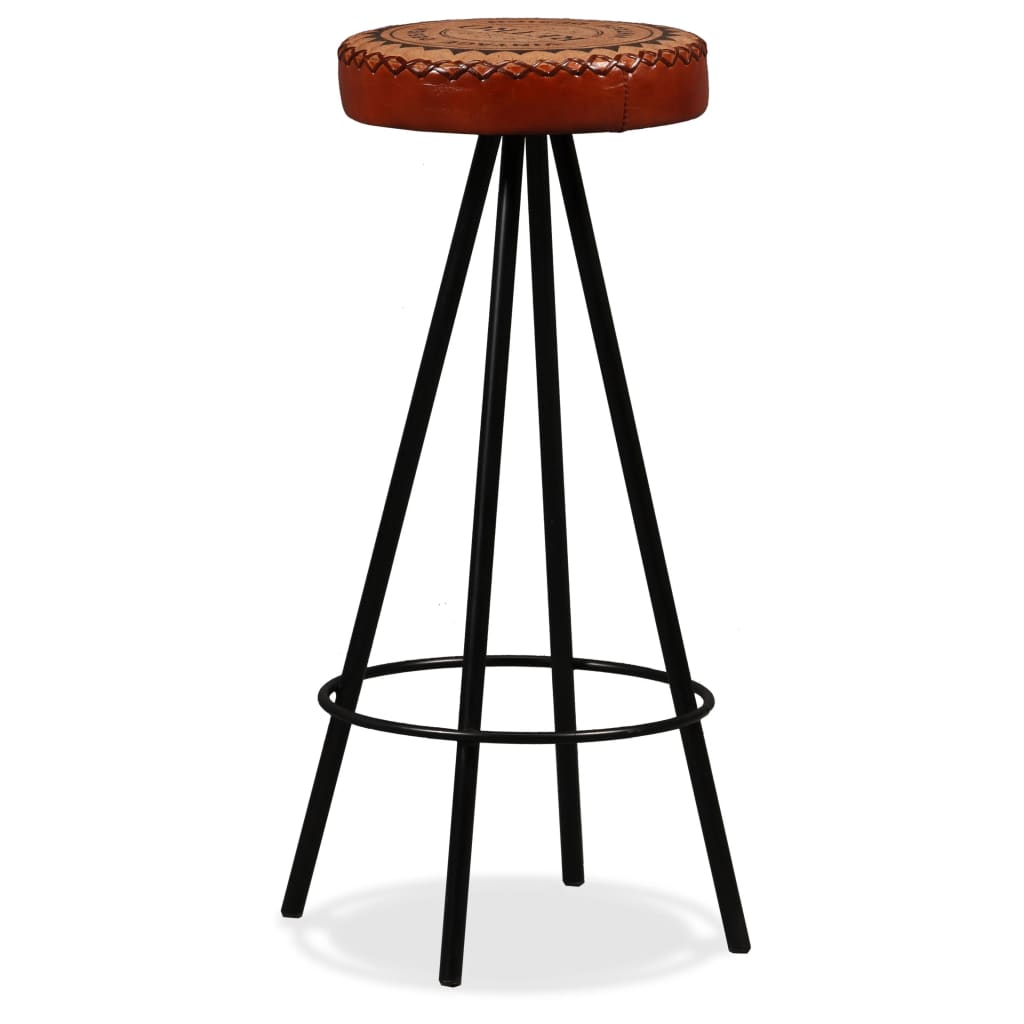 Bar Stools 2 Pcs Real Leather