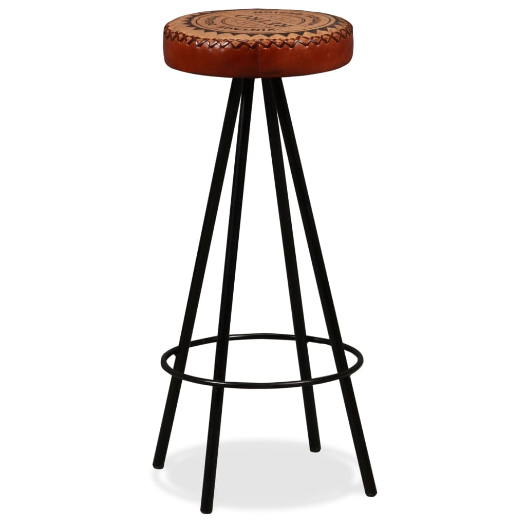 Bar Stools 2 Pcs Real Leather