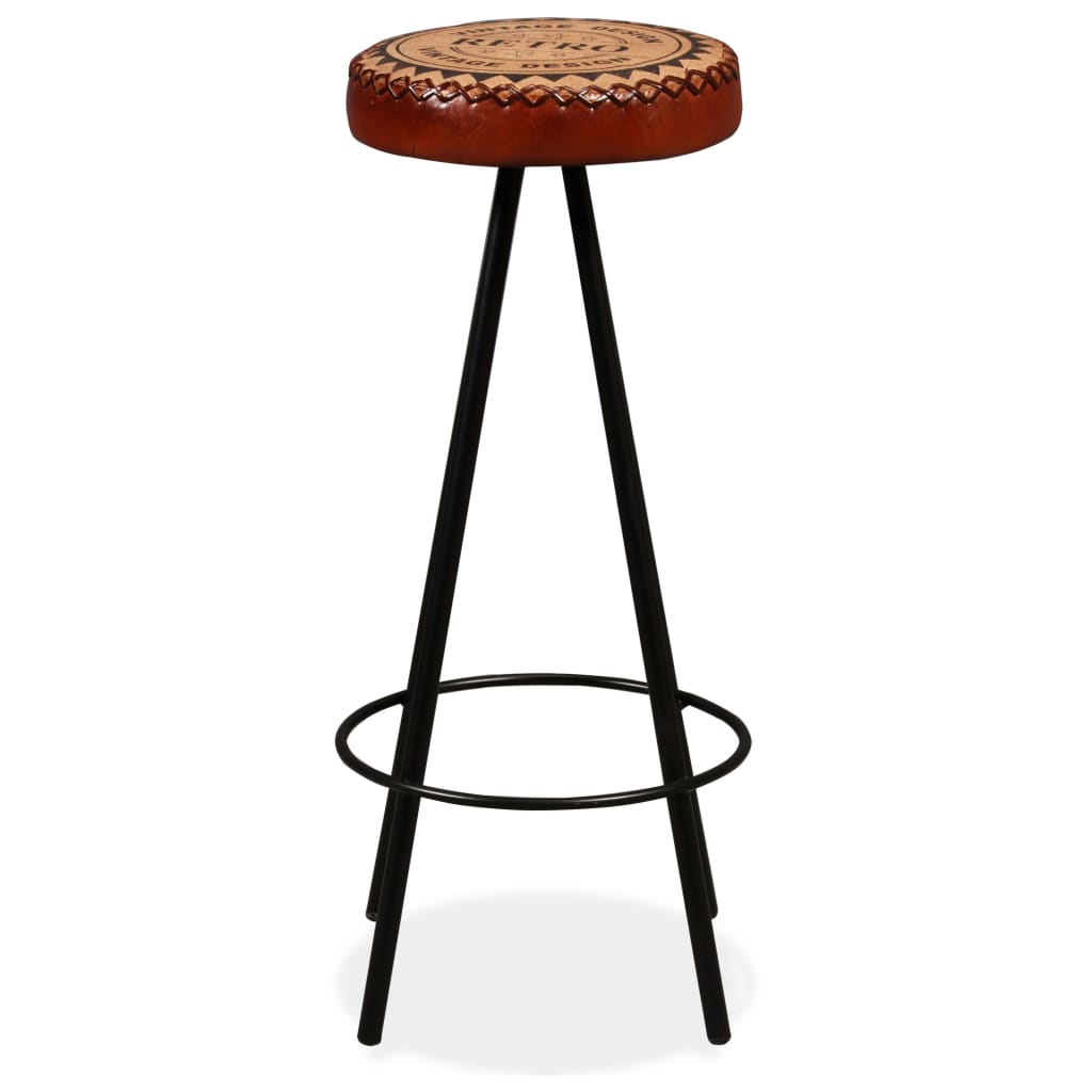 Bar Stools 2 Pcs Real Leather