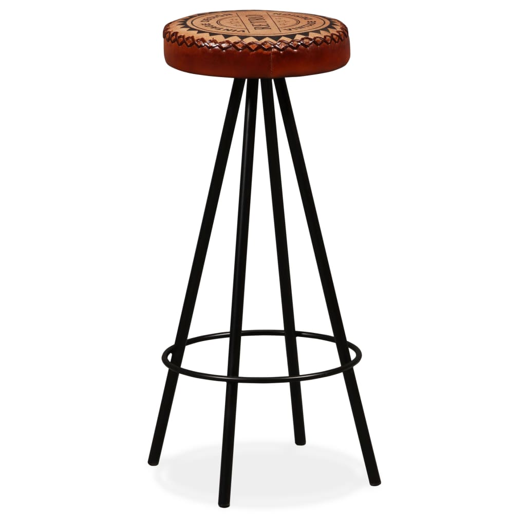 Bar Stools 2 Pcs Real Leather