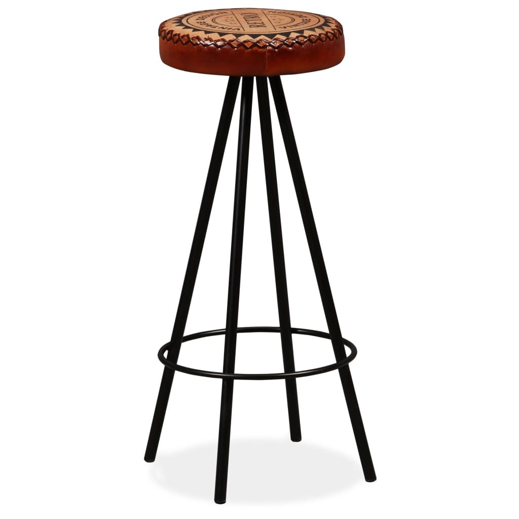 Bar Stools 2 Pcs Real Leather