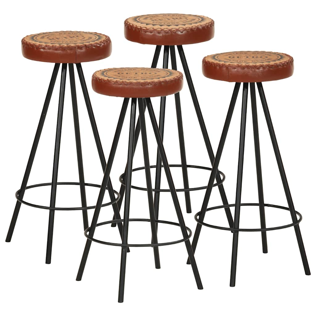 Bar Stools 2 Pcs Real Leather