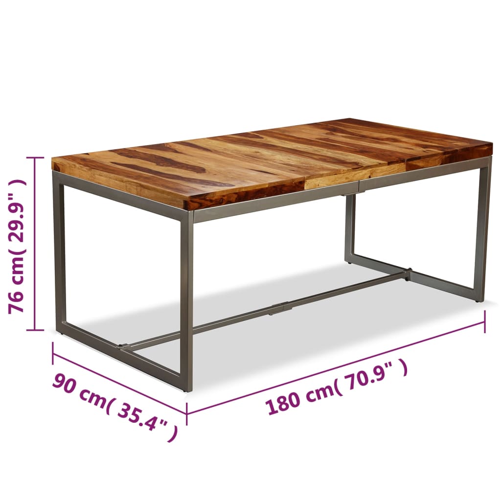 Dining Table Solid Sheesham Wood And Steel 70.9&quot;