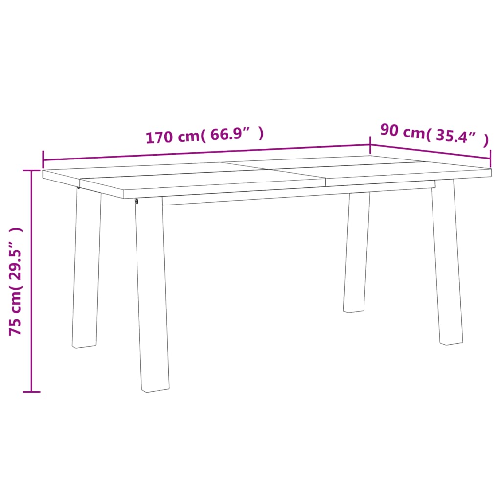 Dining Table Solid Acacia Wood 66.9&quot;X35.4&quot;