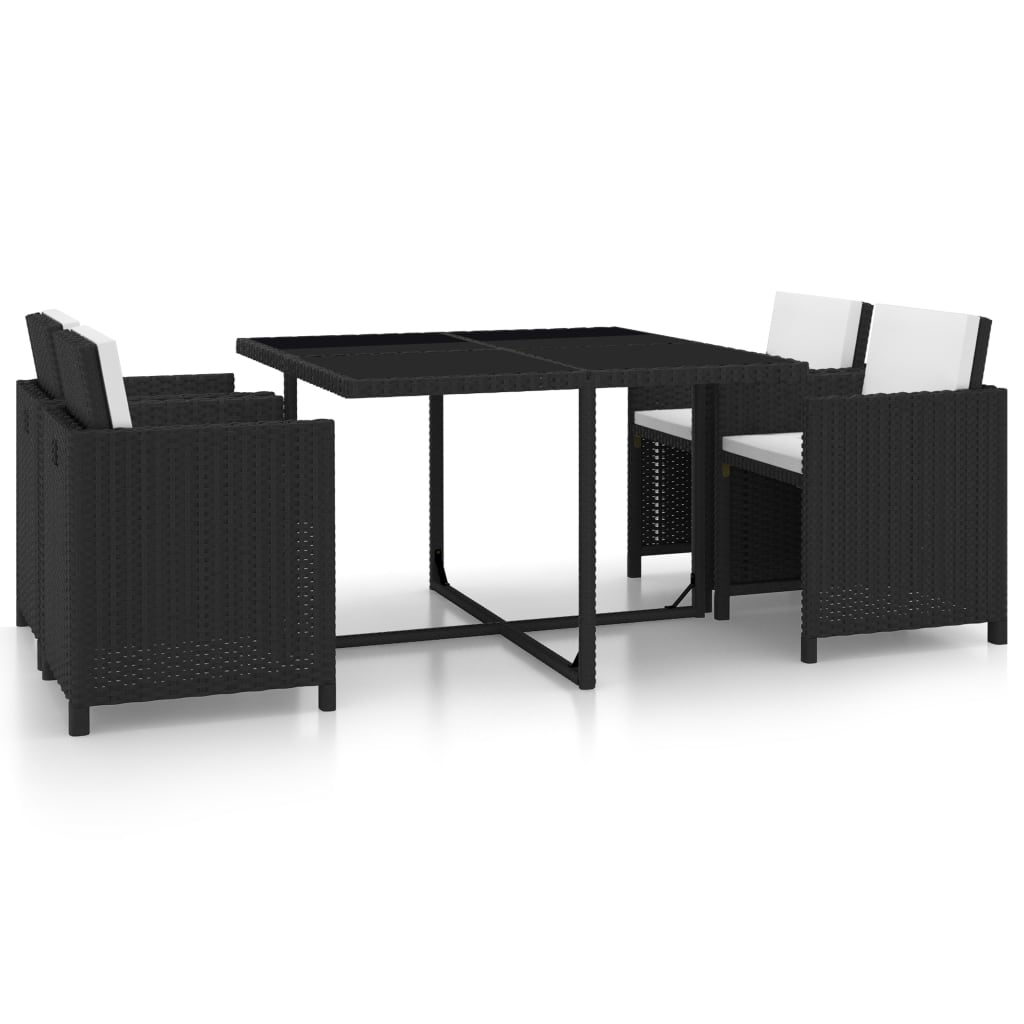 5 Piece Patio Dining Set With Cushions Poly Rattan