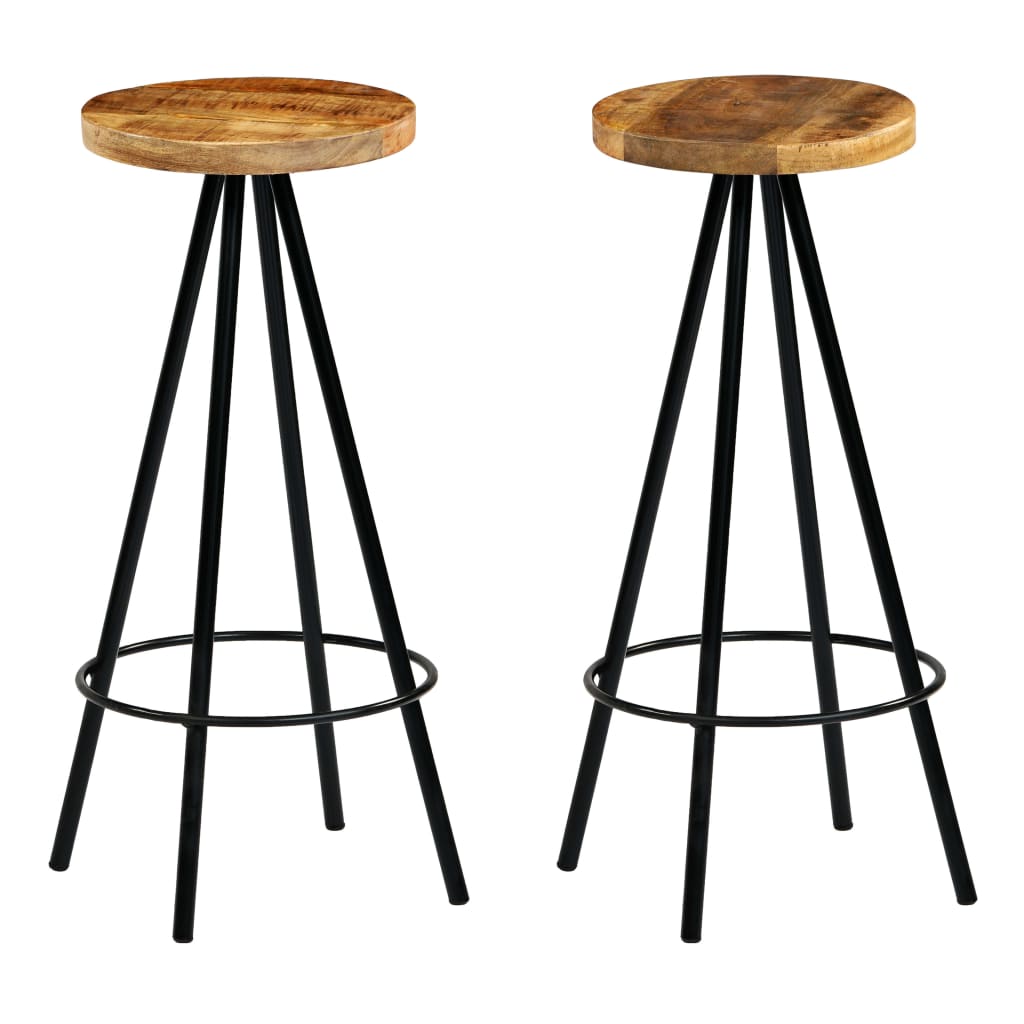 Bar Stools 2 Pcs Solid Mango Wood