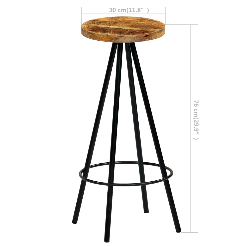 Bar Stools 2 Pcs Solid Mango Wood