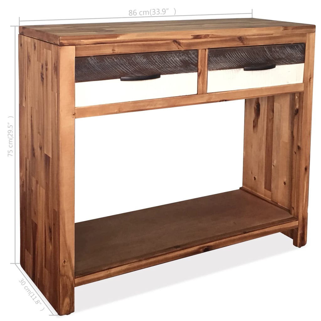 Console Table Solid Acacia Wood 33.9&quot;X11.8&quot;X29.5&quot;