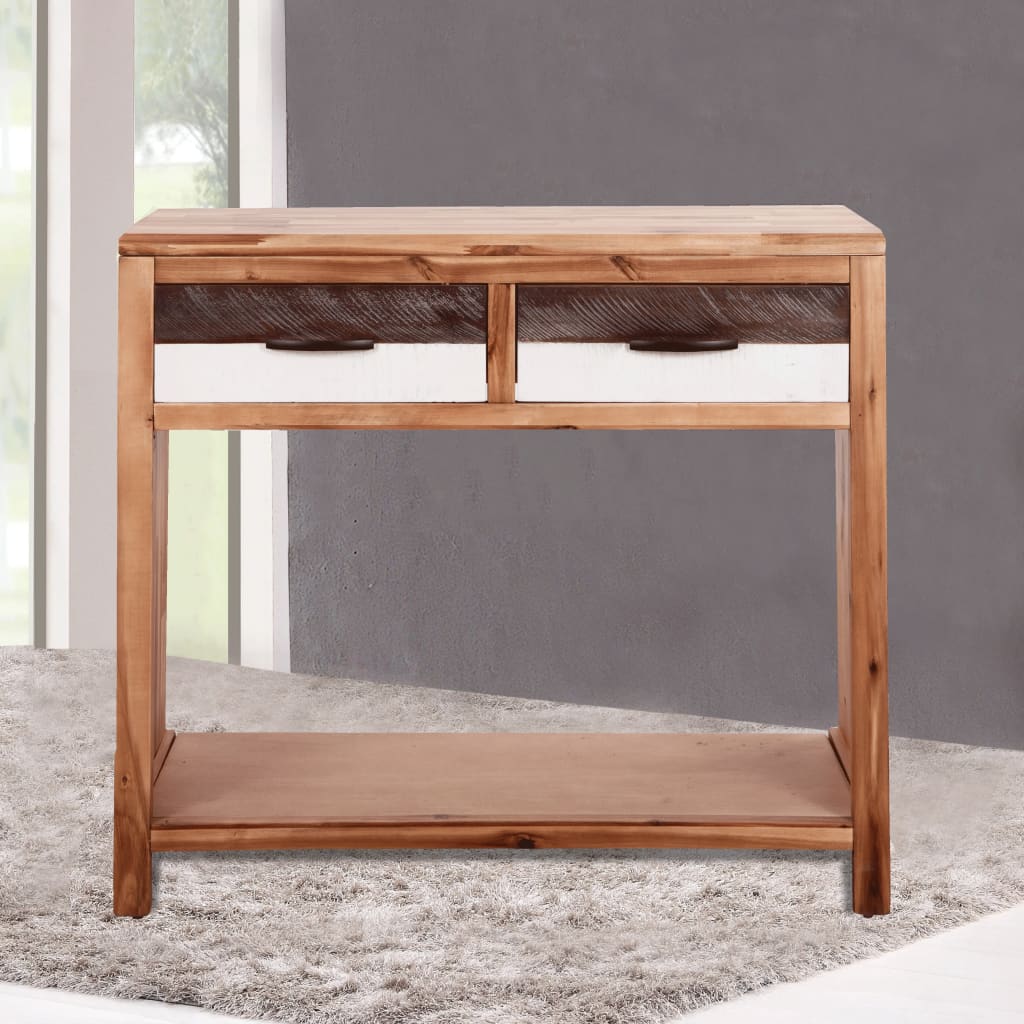 Console Table Solid Acacia Wood 33.9&quot;X11.8&quot;X29.5&quot;