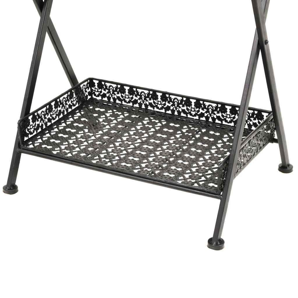 Folding Tea Table Vintage Style Metal 22.8&quot;X13.8&quot;X28.3&quot; Black