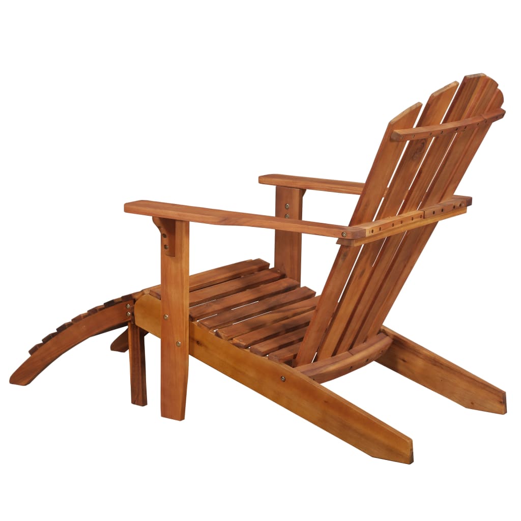 Patio Adirondack Chair With Footrest Solid Acacia Wood