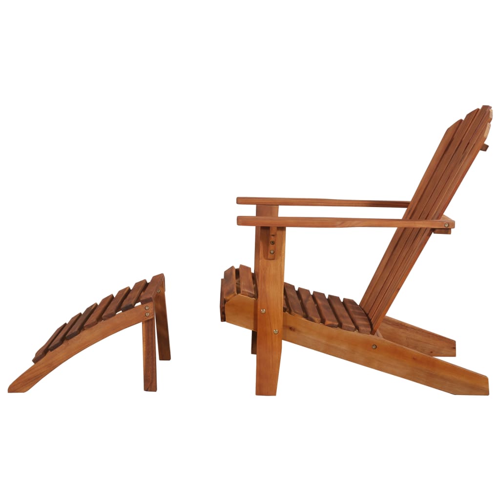 Patio Adirondack Chair With Footrest Solid Acacia Wood