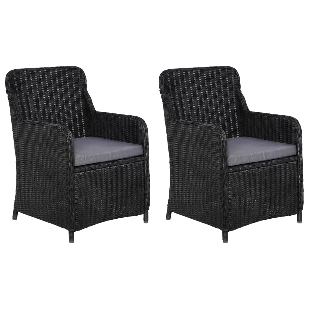 Patio Chairs 2 Pcs With Cushions Poly Rattan