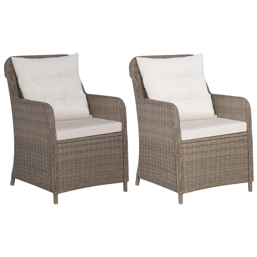 Patio Chairs 2 Pcs With Cushions Poly Rattan