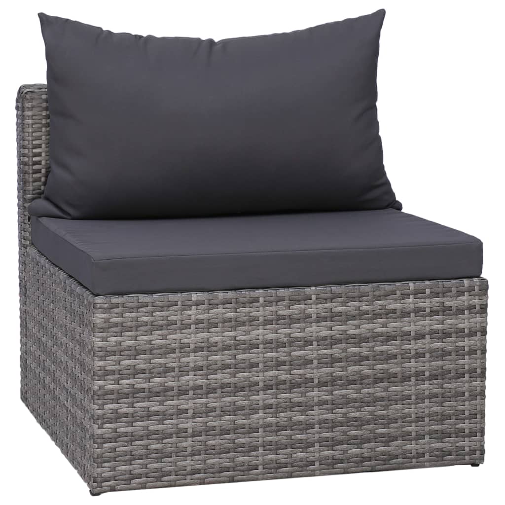 7 Piece Patio Sofa Set With Cushions & Pillows Poly Rattan Gray