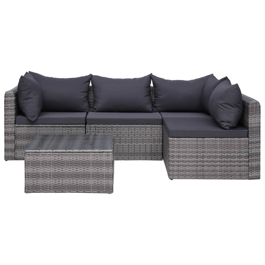 7 Piece Patio Sofa Set With Cushions & Pillows Poly Rattan Gray