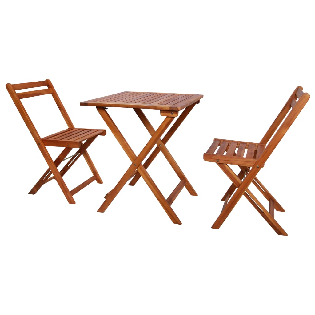 3 Piece Folding Bistro Set With Cushions Solid Acacia Wood