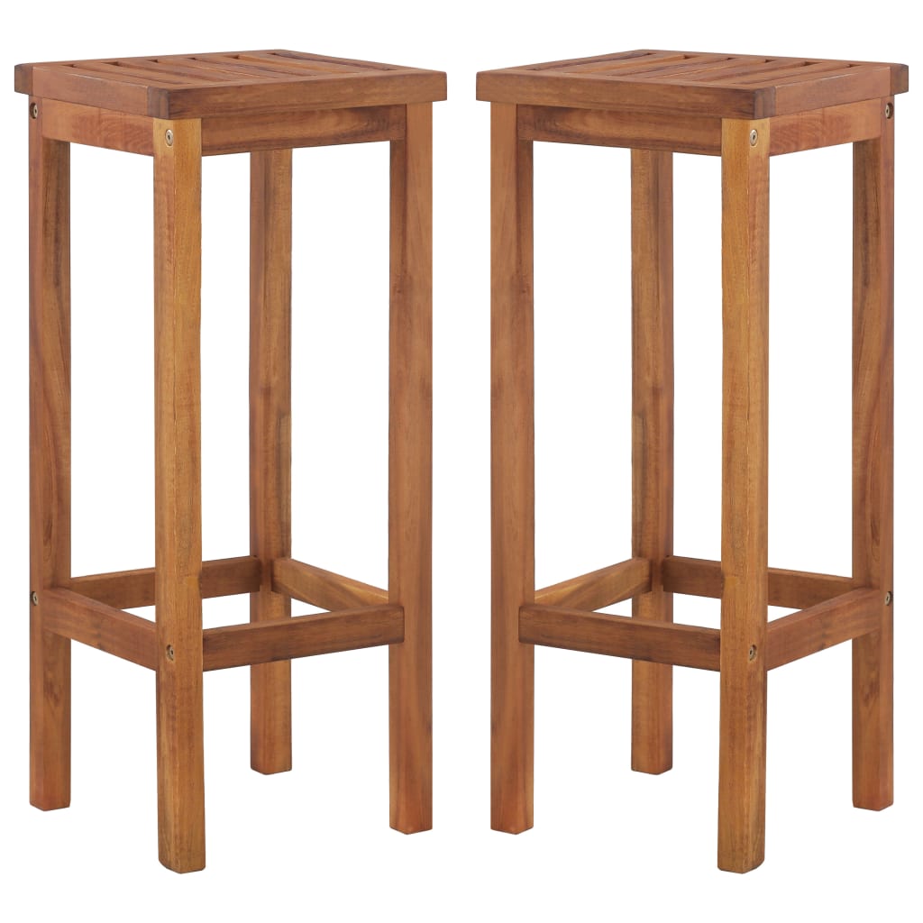 Bar Chairs 2 Pcs Solid Acacia Wood