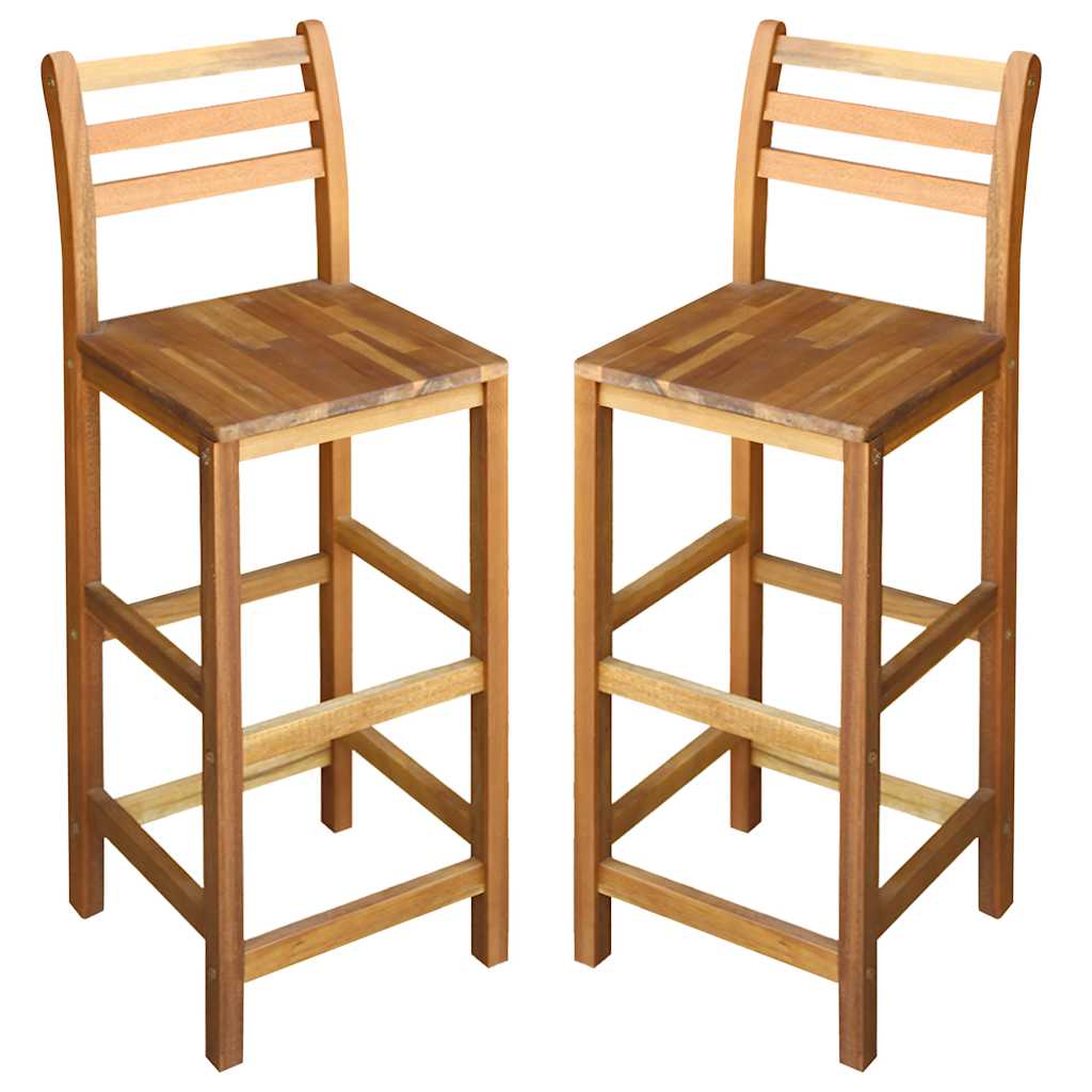 Bar Chairs 2 Pcs Solid Acacia Wood