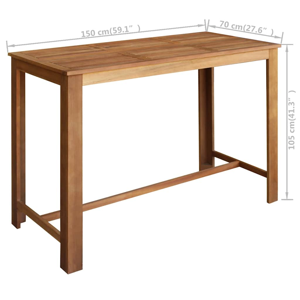 Bar Table Solid Acacia Wood 59.1&quot;X27.6&quot;X41.3&quot;