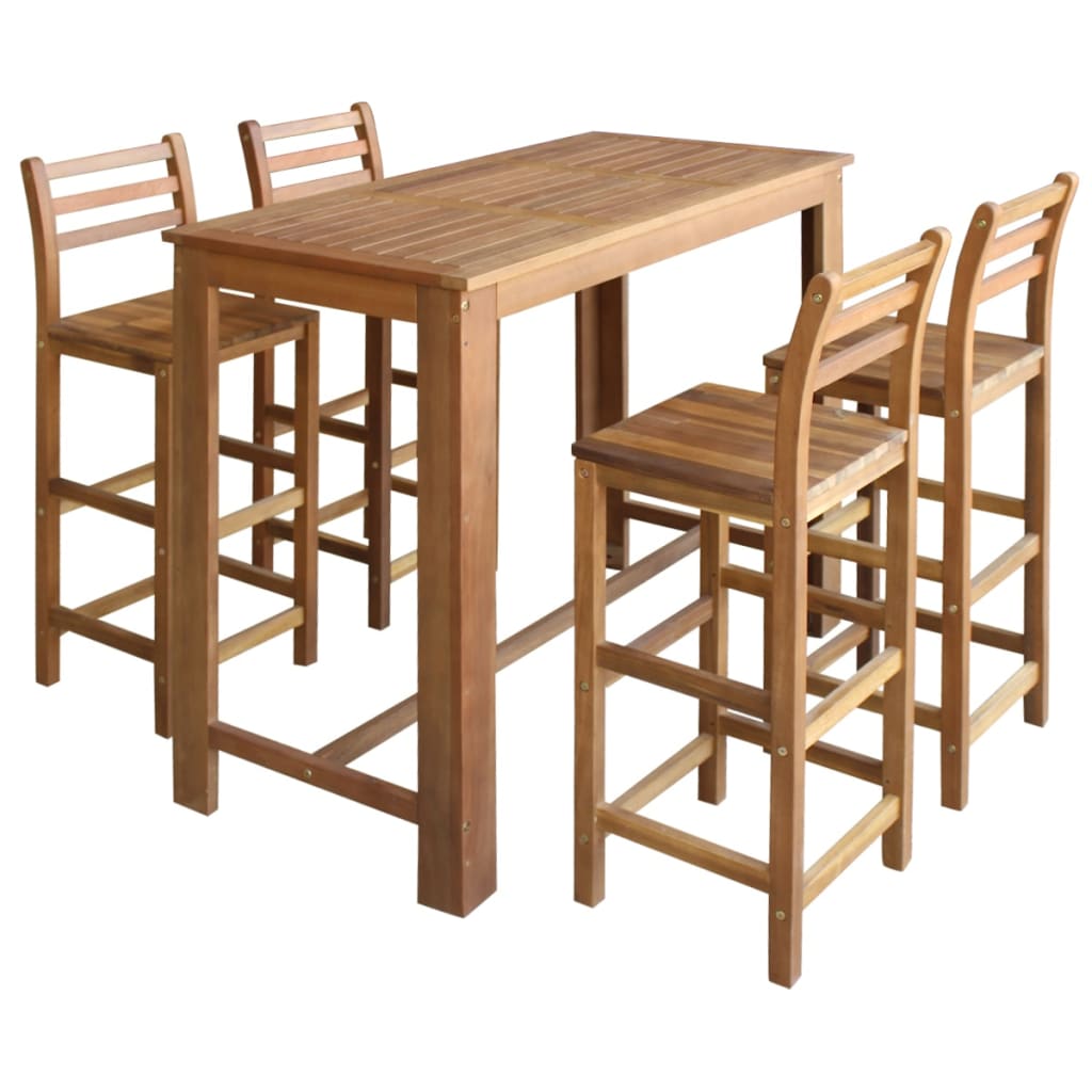 Bar Table And Chair Set 7 Pieces Solid Acacia Wood