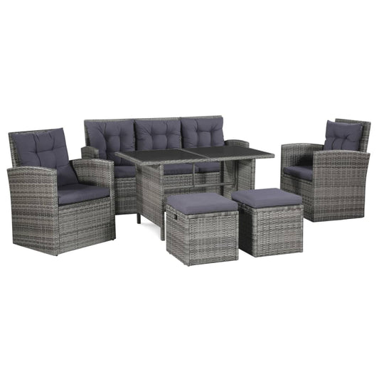 6 Piece Patio Lounge Set With Cushions Poly Rattan