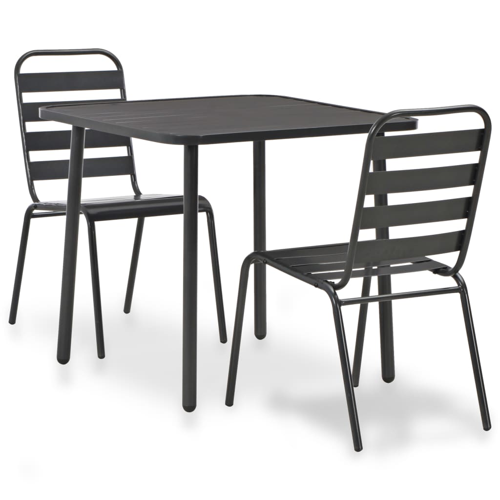 7 Piece Patio Dining Set Steel Dark Gray