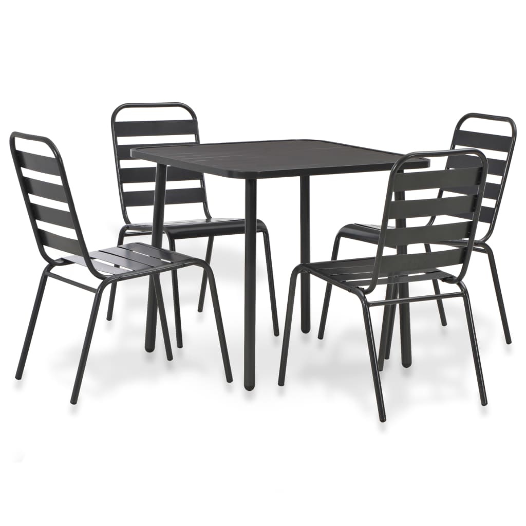 7 Piece Patio Dining Set Steel Dark Gray