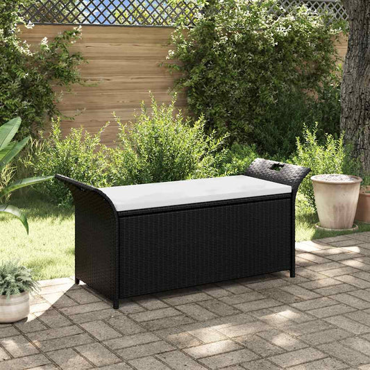 Storage Bench With Cushion 54.3&quot; Poly Rattan