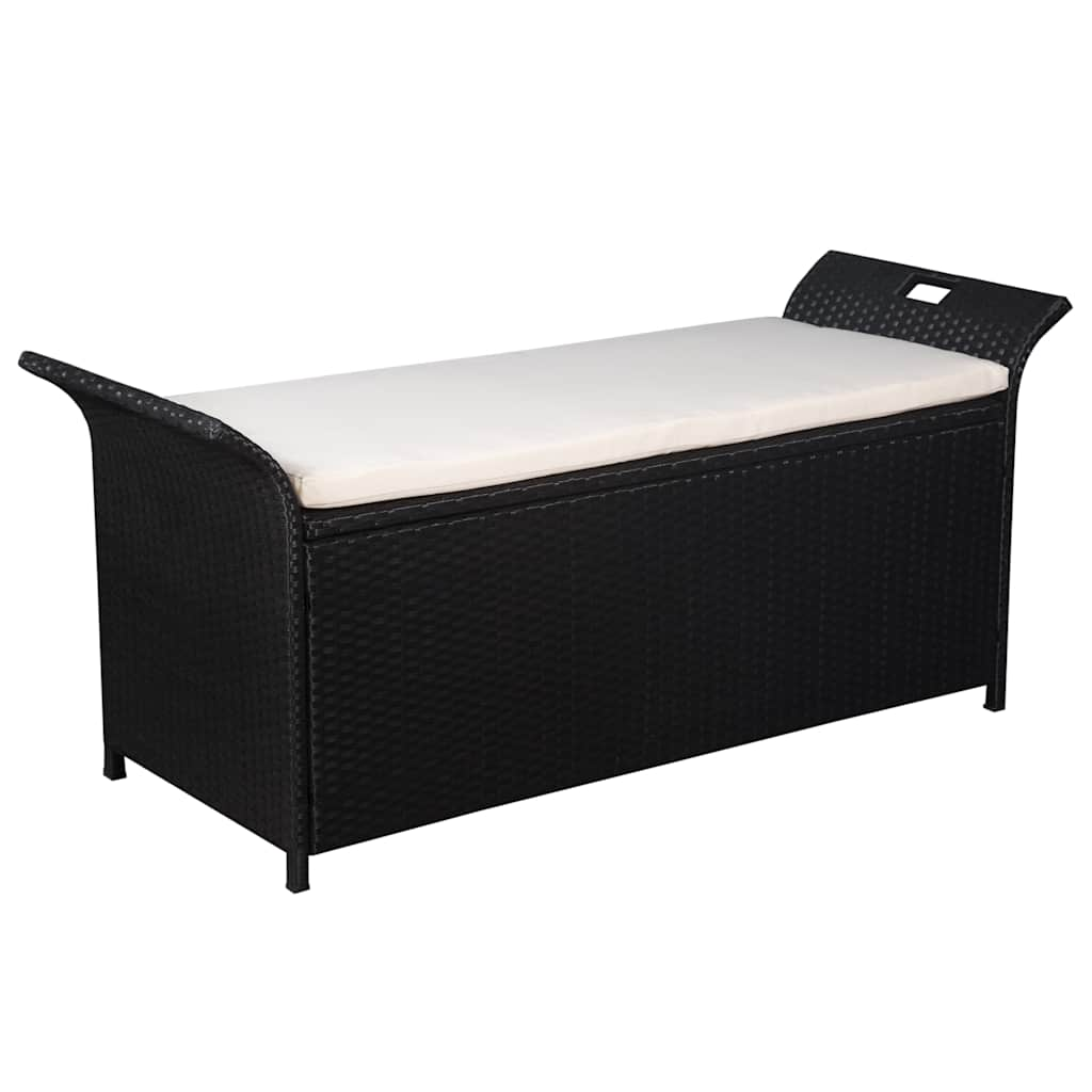 Storage Bench With Cushion 54.3&quot; Poly Rattan